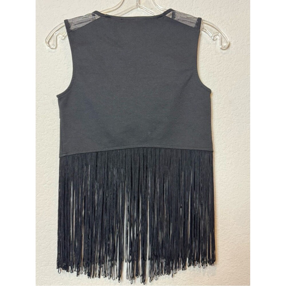 BCBGeneration Black Tank Top with Long Fringe Women’s XS Festival Hippie Boho - Picture 8 of 9